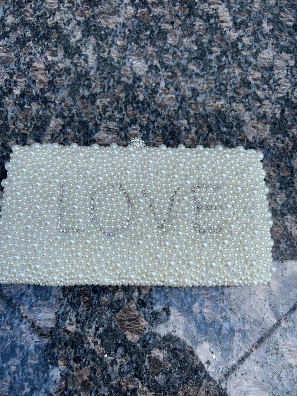 Pearl Beaded "LOVE" Clutch Wristlet - White - Picture 10 of 11